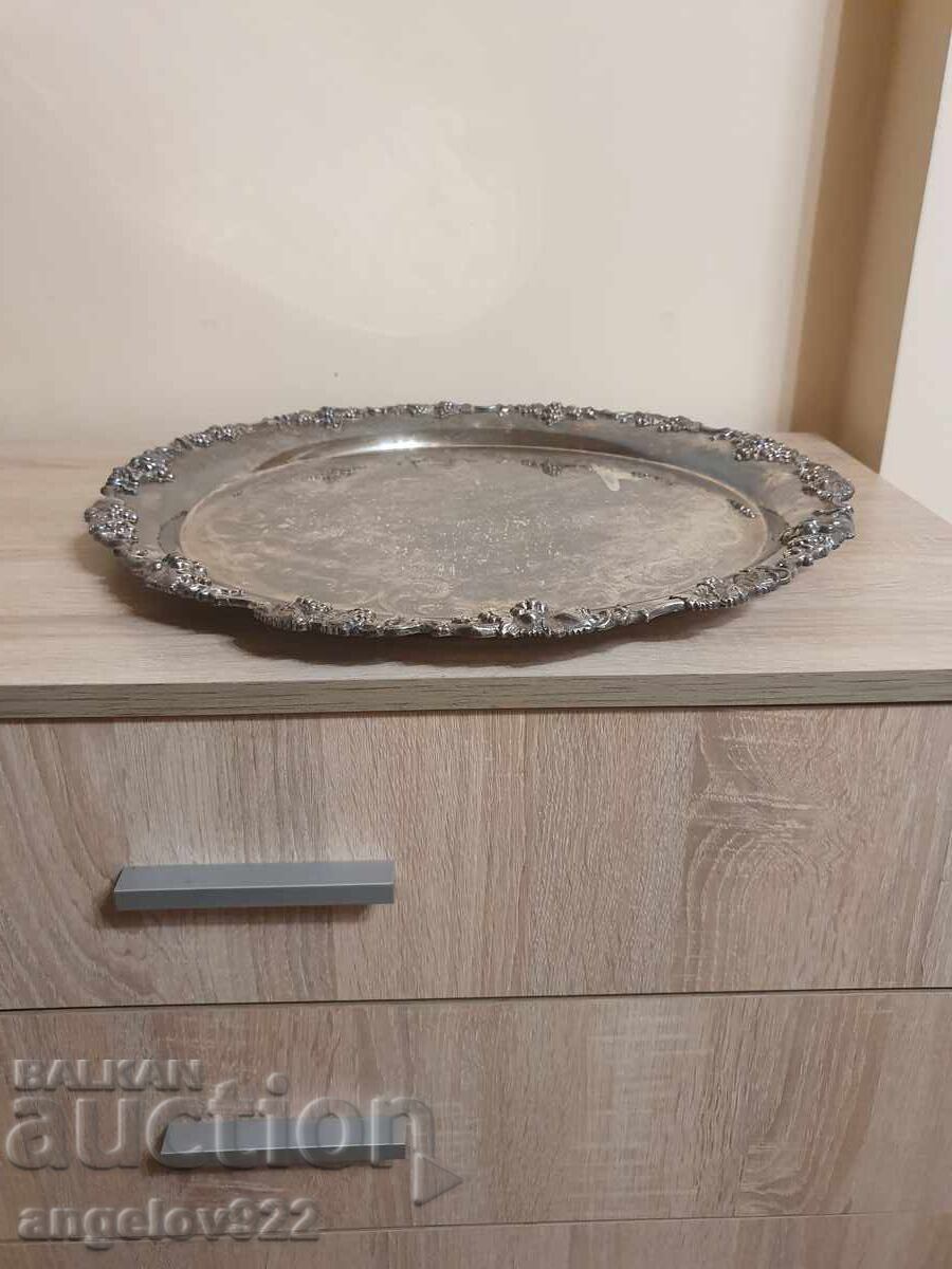 Delivery of Large, massive, engraved, silver-plated metal tray!!!