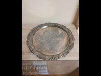 Large, massive, engraved, silver-plated metal tray!!!