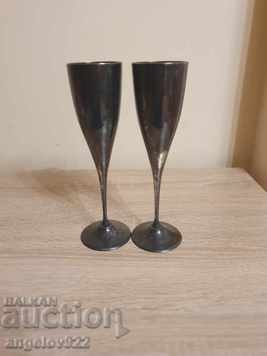 Винтидж гравирани метални чаши за вино!!! - 5