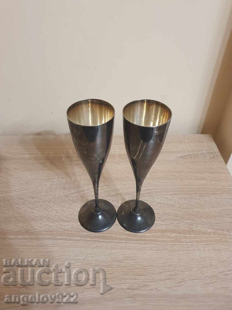 Винтидж гравирани метални чаши за вино!!! - 6