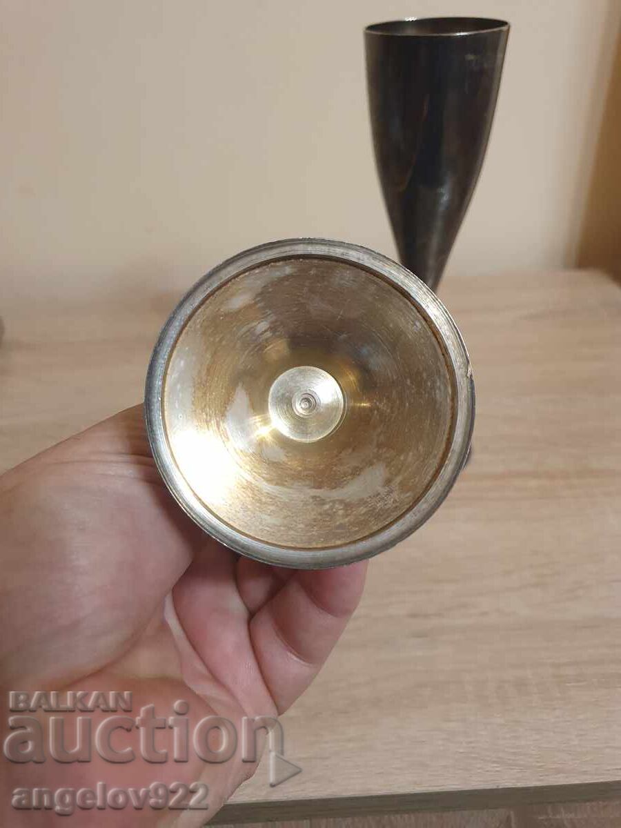 Винтидж гравирани метални чаши за вино!!! - 7