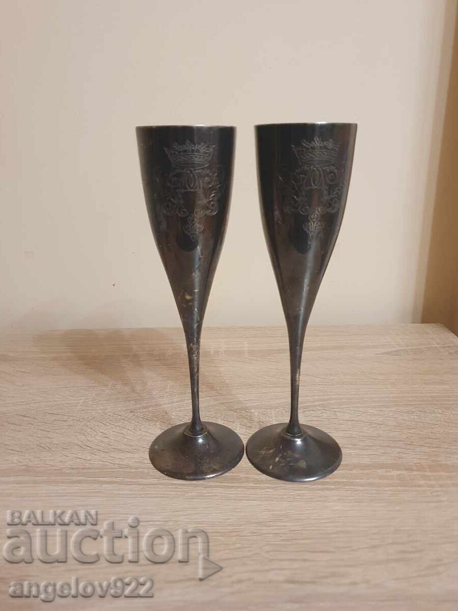Винтидж гравирани метални чаши за вино!!!