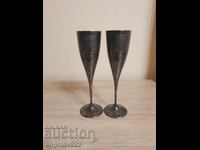 Vintage engraved metal wine glasses!!!