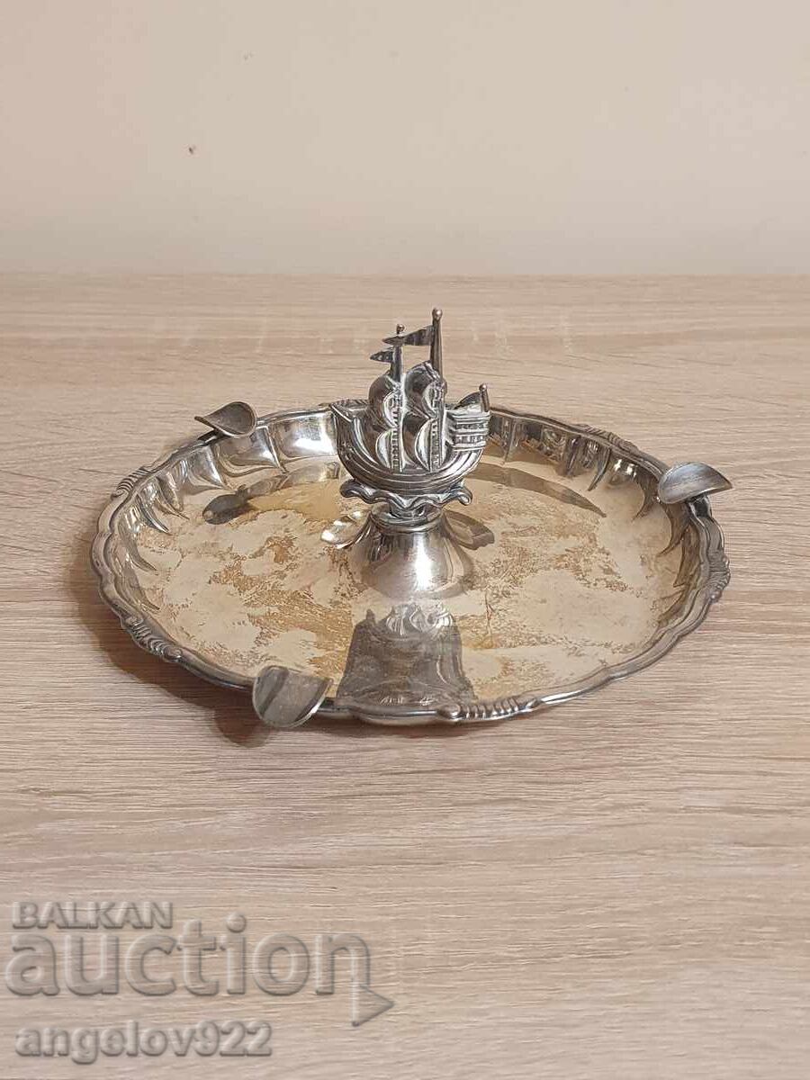Αντίκα ασημένιο μεταλλικό τασάκι!!! - 6