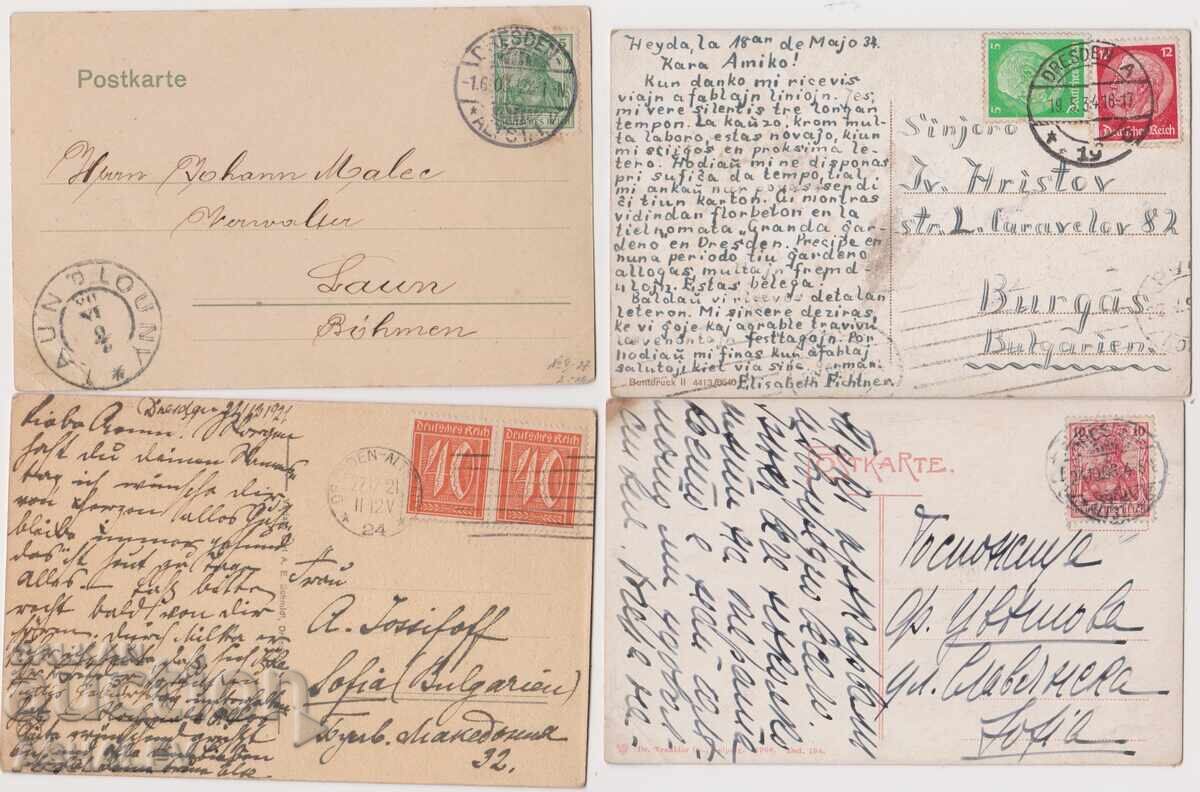 Germany - Dresden 4 traveled 1908/34 with price 12.00 BGN | € 6.14