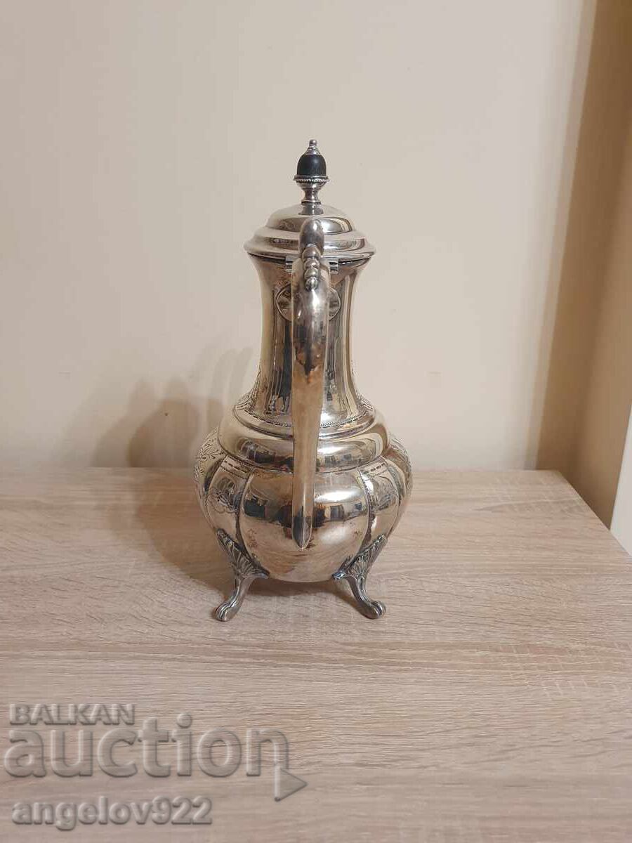 Silver-plated engraved metal teapot!!! - 5