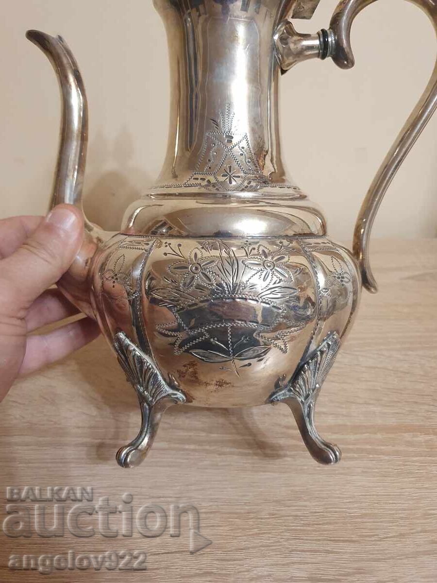 Silver-plated engraved metal teapot!!! - 6