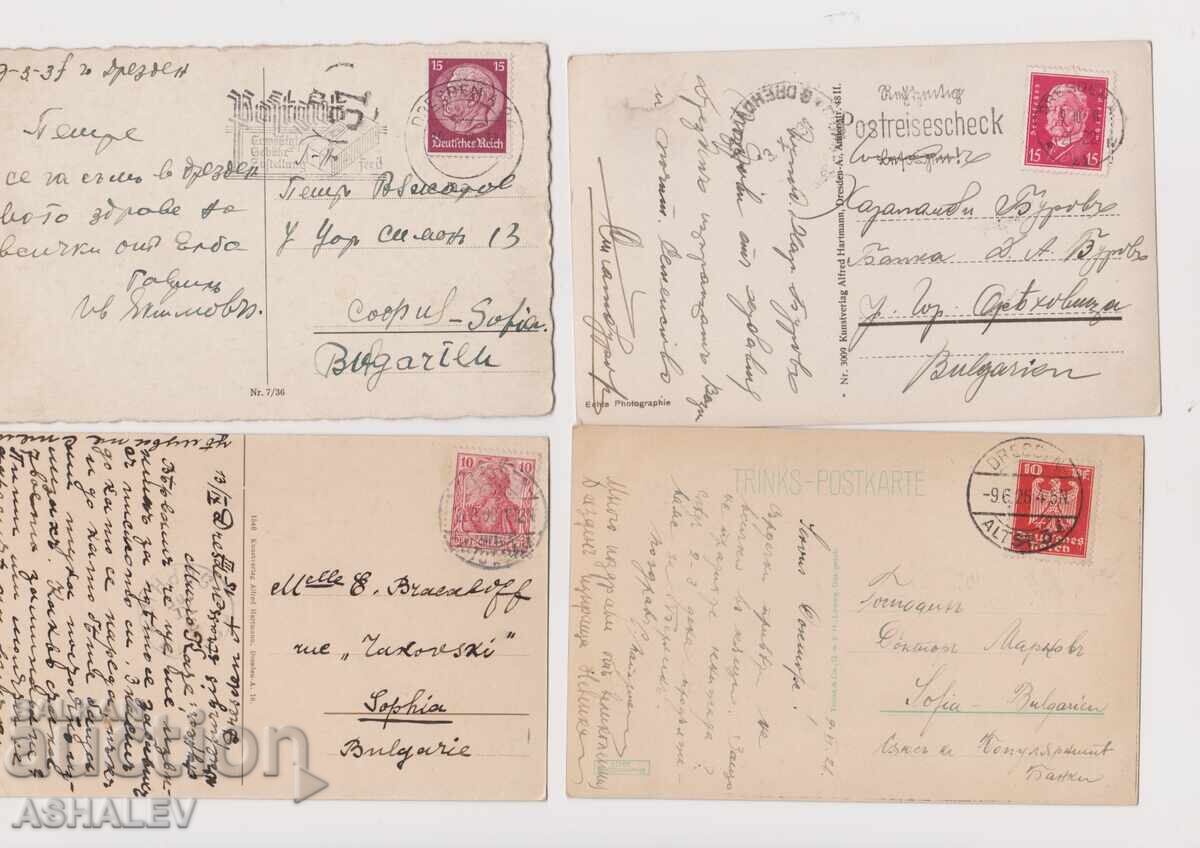 Germany - Dresden 4 traveled 1908/37 with price 20.00 BGN | € 10.23