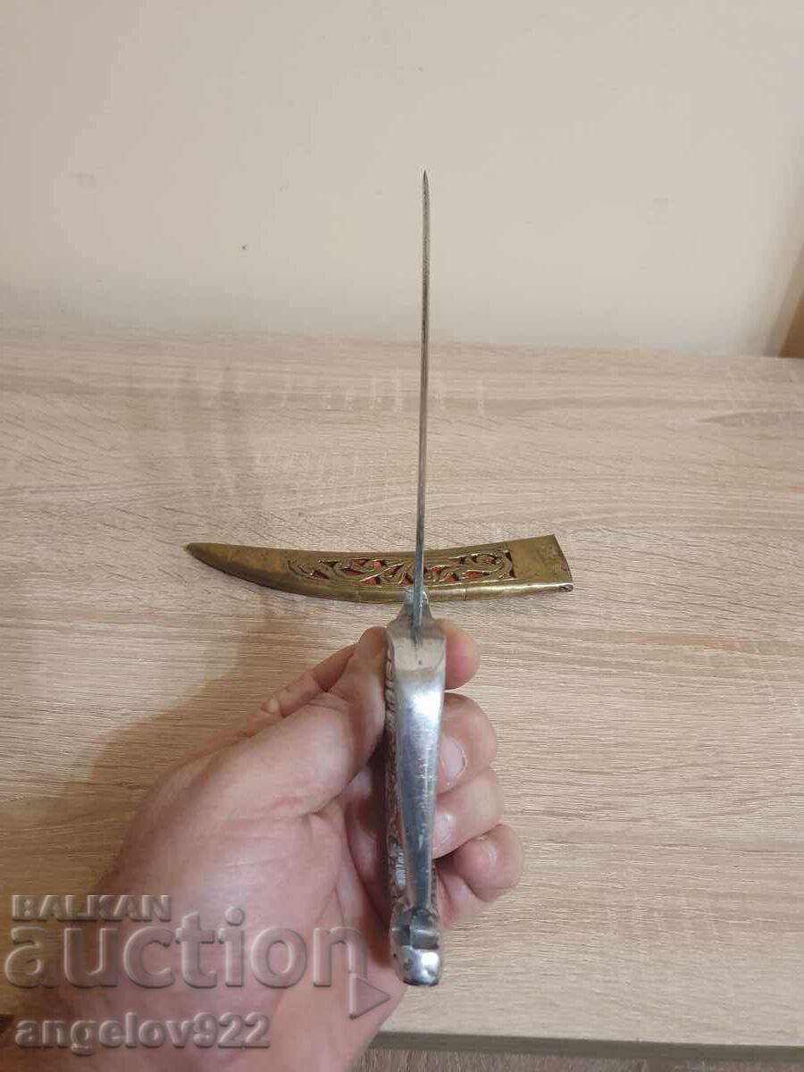 Vintage knife with metal blade and bronze sheath!!! - 5
