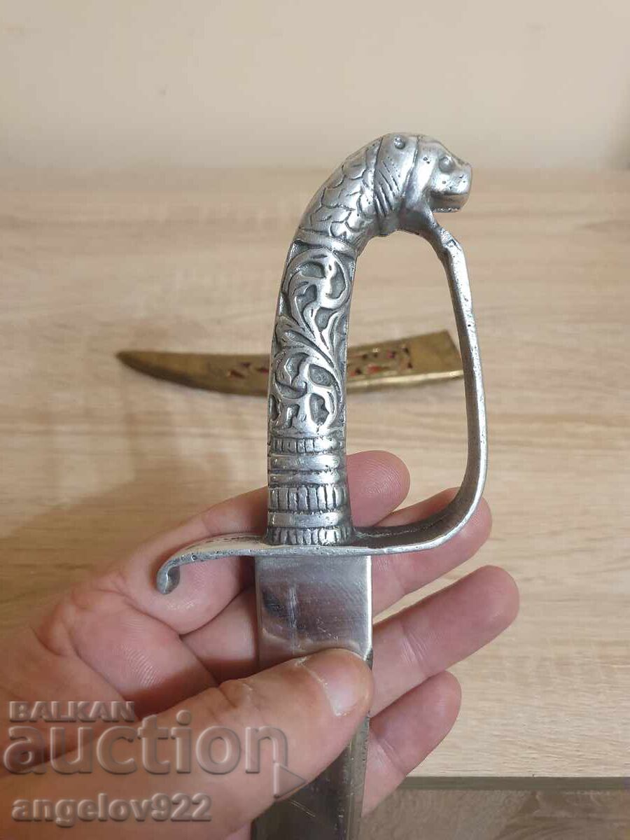 Vintage knife with metal blade and bronze sheath!!! - 7