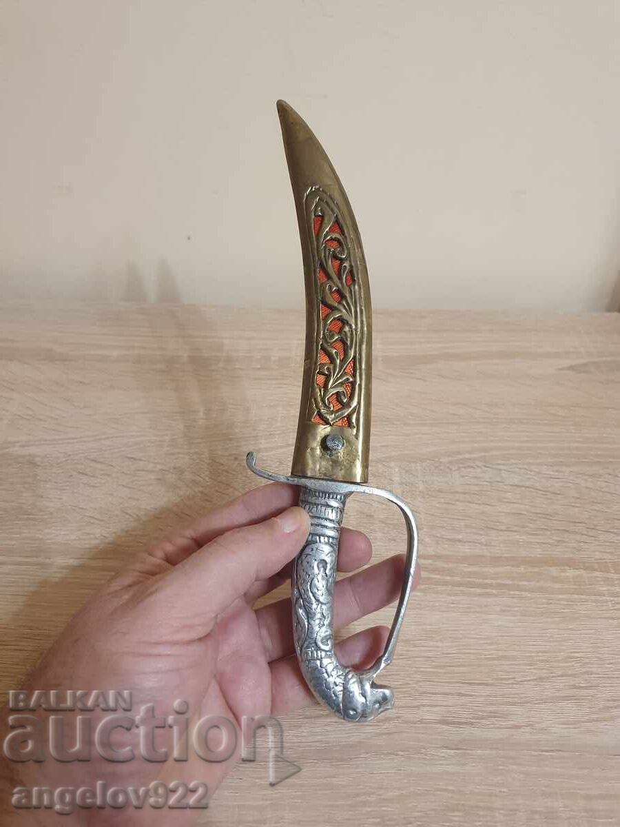 Vintage knife with metal blade and bronze sheath!!!