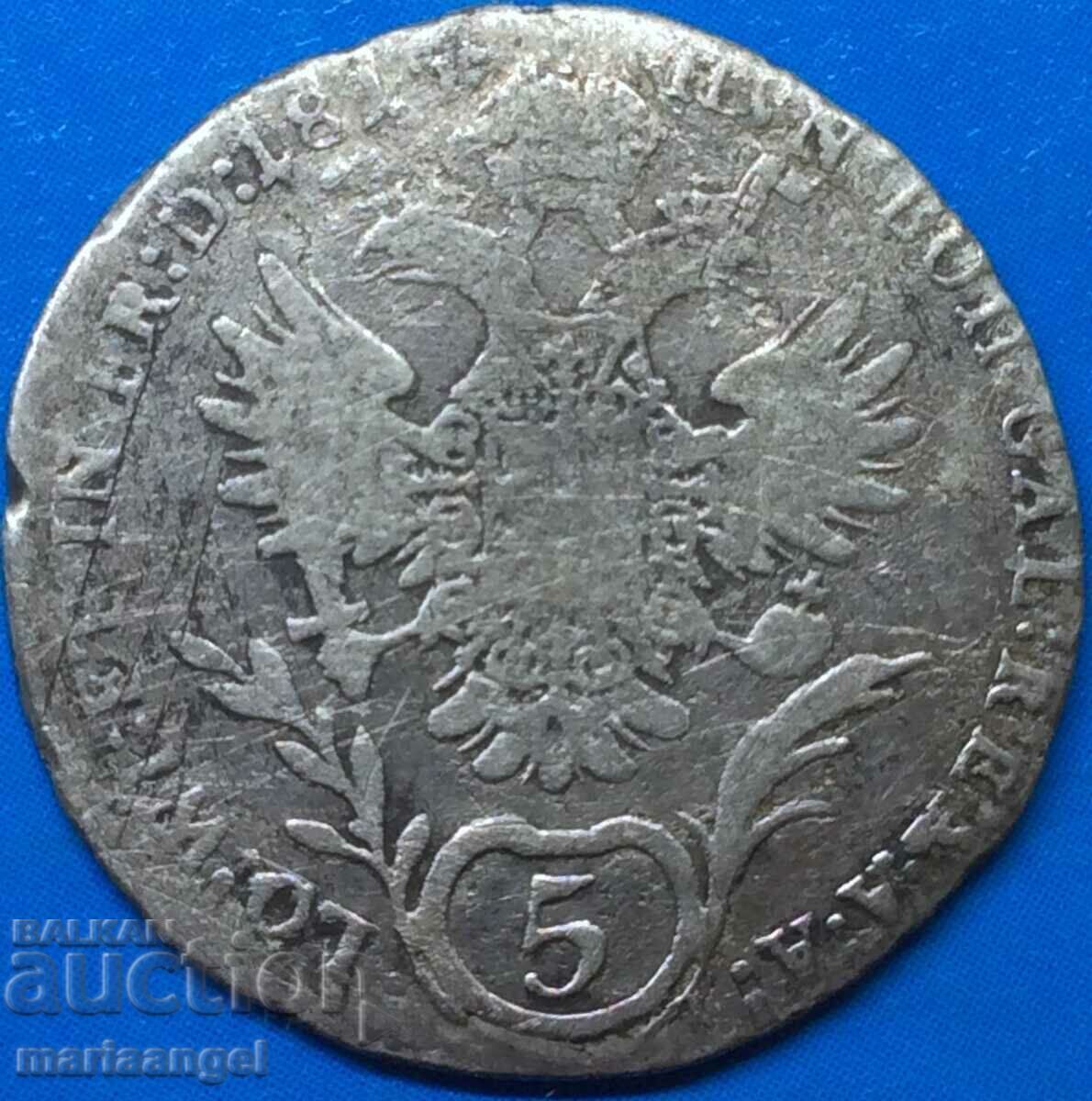 5 Kreuzer 1815 Αυστρία Α-Βιέννη Francis I - αρκετά σπάνιο - 6