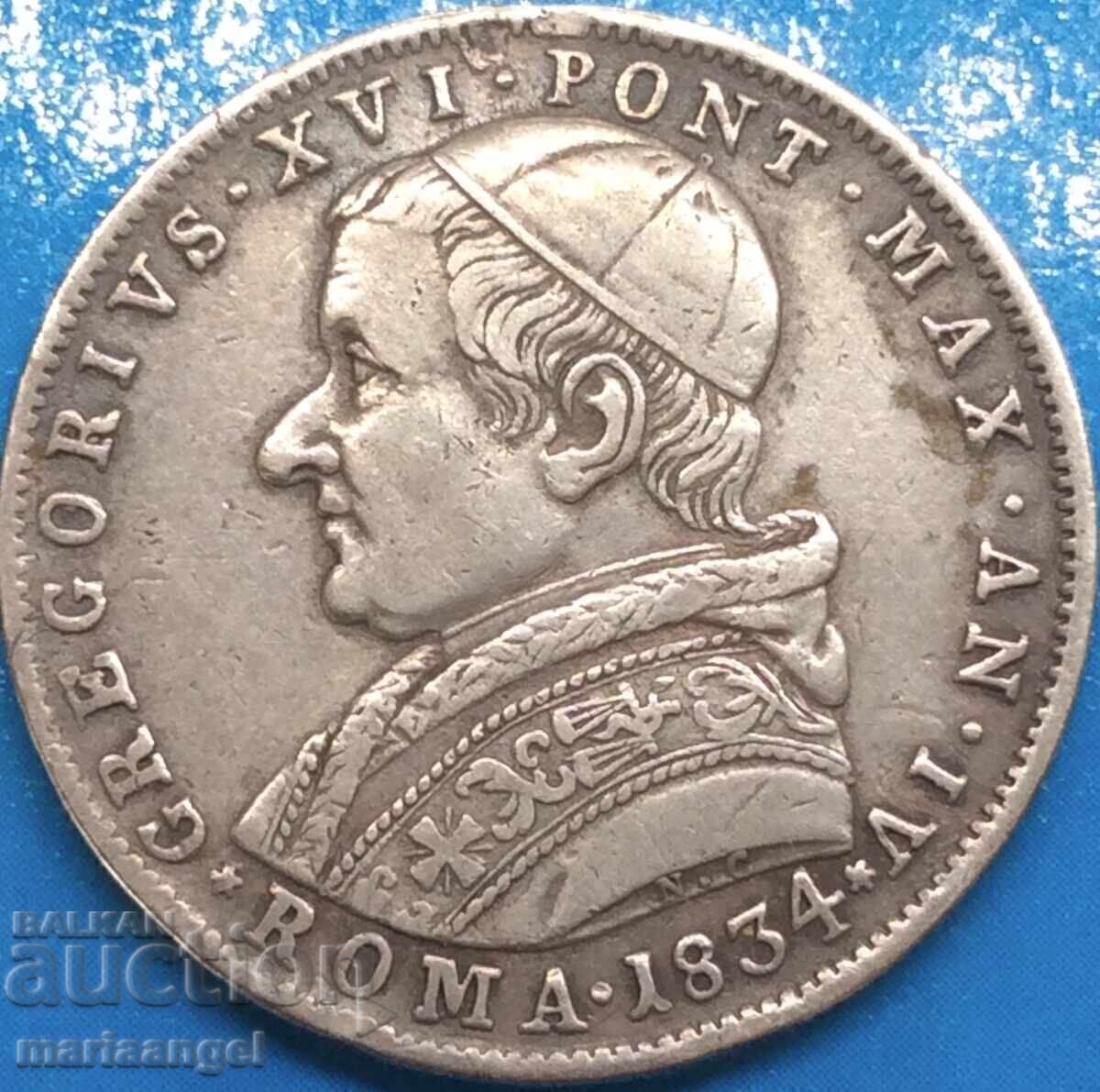 30 Baiochi 1834 Vatican Rome Gregory XVI (1831-1846) RARE