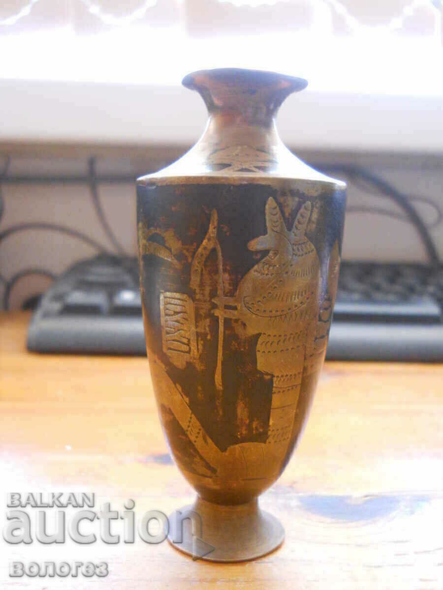 Small bronze vase with ancient Egyptian motifs