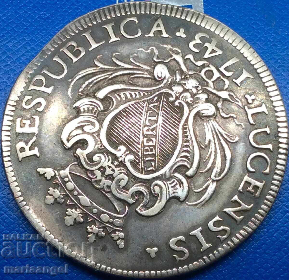 Auction  1 Scudo 1734 Italy Lucca Republic 1399-1799 26.34g Ag