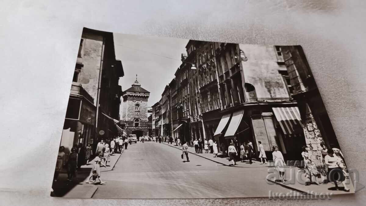 Пощенска картичка Krakow Ulica Florianska z Brama Florianska
