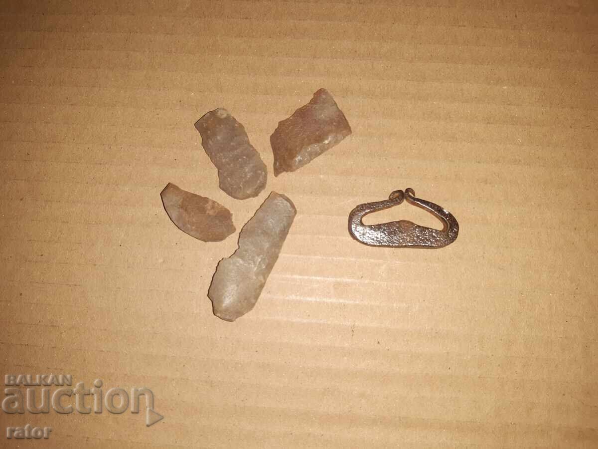 Vechi brichet autentic cu cremene, amnar