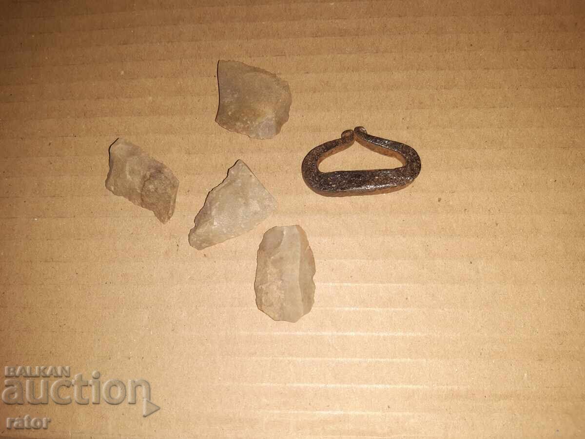 Vechi brichet autentic cu cremene, amnar