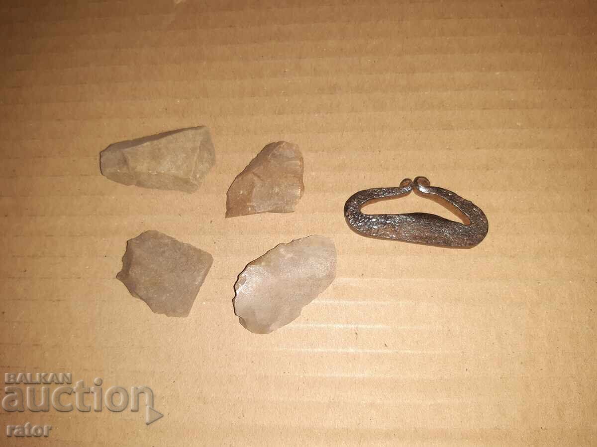 Vechi brichet autentic cu cremene, amnar