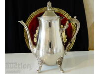 Cana victoriană din bronz argintat, aurită