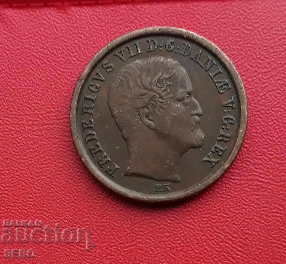 Denmark - 1/4 Skilling 1853 - Very well preserved with price 17.01 BGN | € 8.70