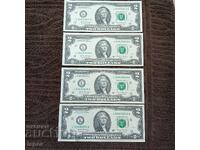 2 US dollars new consecutive numbers