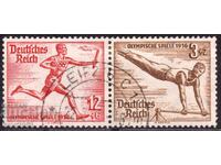 Germany/Reich - 1936 - Olympic Games - Berlin - 2 stamps from a booklet - ZD, watermark