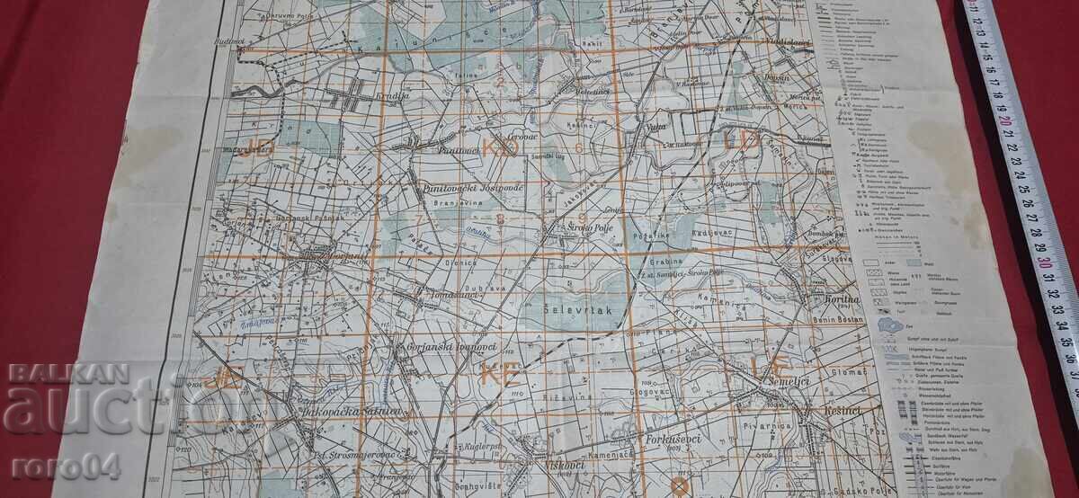 Licitație BROD - HARTĂ MILITARĂ GERMANĂ VECHE - 1943 Licitație BROD - HARTĂ MILITARĂ GERMANĂ VECHE - 1943