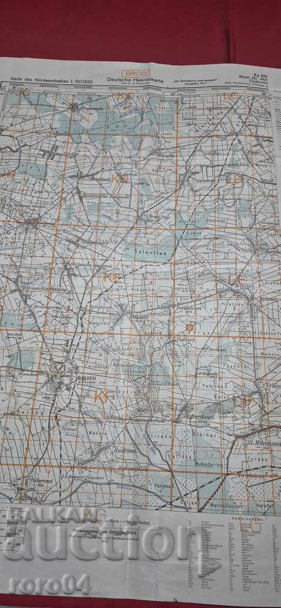 BROD - HARTĂ MILITARĂ GERMANĂ VECHE - 1943 - 6 BROD - HARTĂ MILITARĂ GERMANĂ VECHE - 1943 - 6