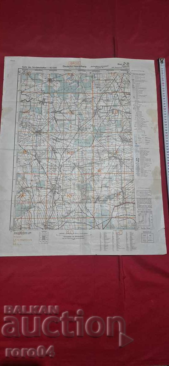 BROD - HARTĂ MILITARĂ GERMANĂ VECHE - 1943 BROD - HARTĂ MILITARĂ GERMANĂ VECHE - 1943