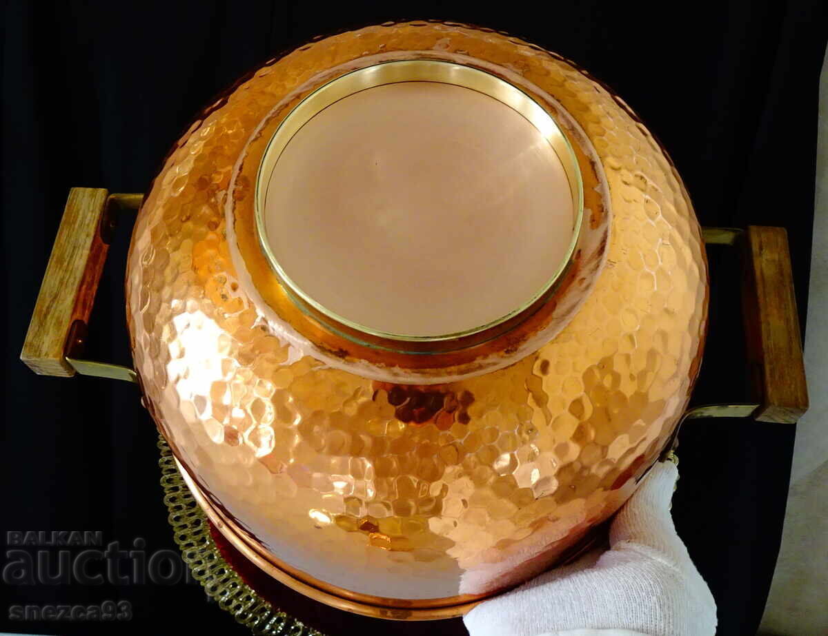 Copper pot with stand, copper burner, fondue - 6 Copper pot with stand, copper burner, fondue - 6