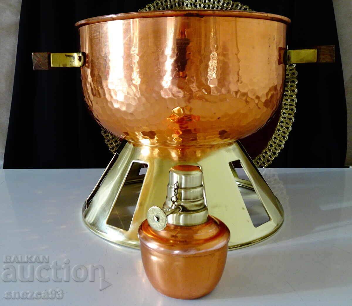 Copper pot with stand, copper burner, fondue - 7 Copper pot with stand, copper burner, fondue - 7