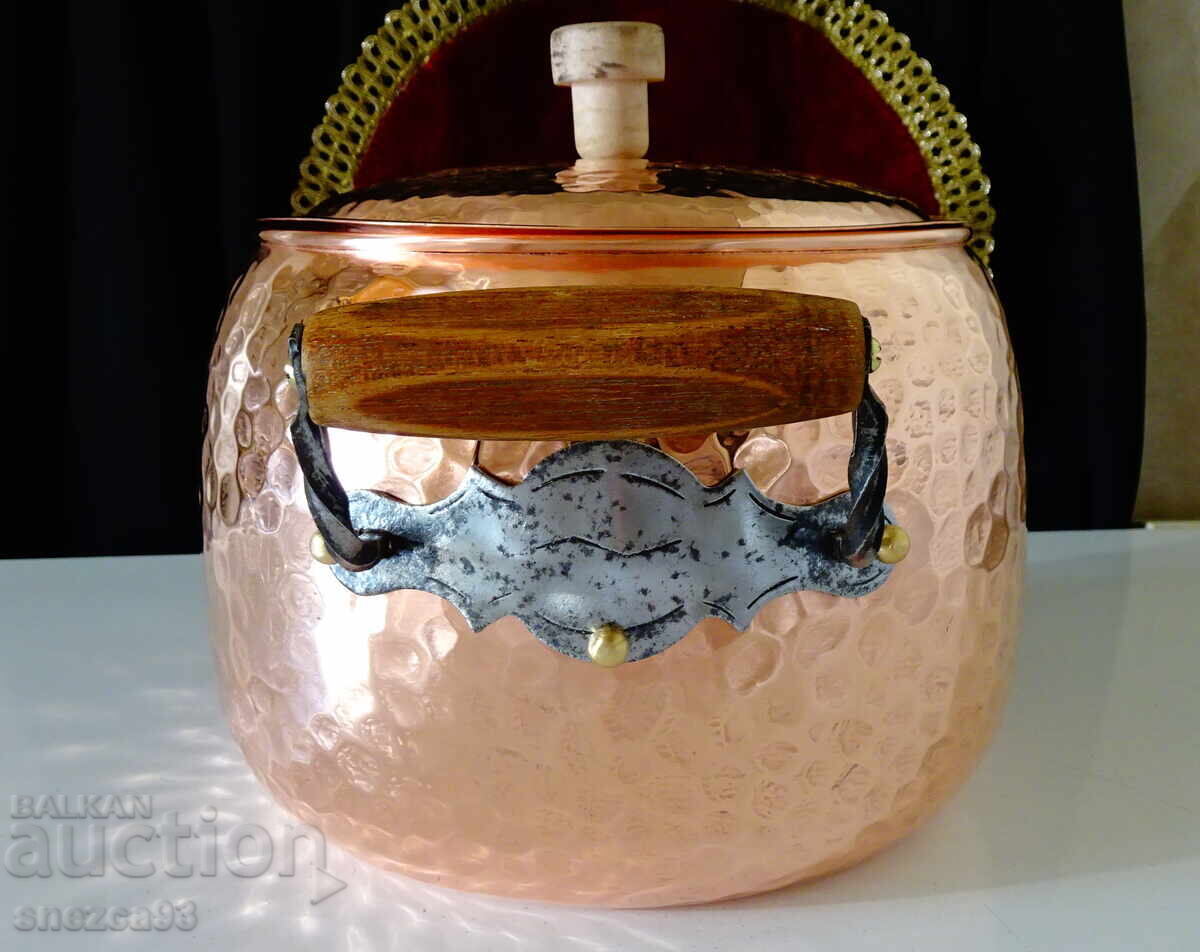 Доставка на Кована медна тенджера с капак,чиста червeна мед 6 литра, 1.1