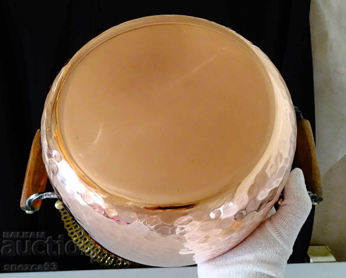 Кована медна тенджера с капак,чиста червeна мед 6 литра, 1.1 - 6