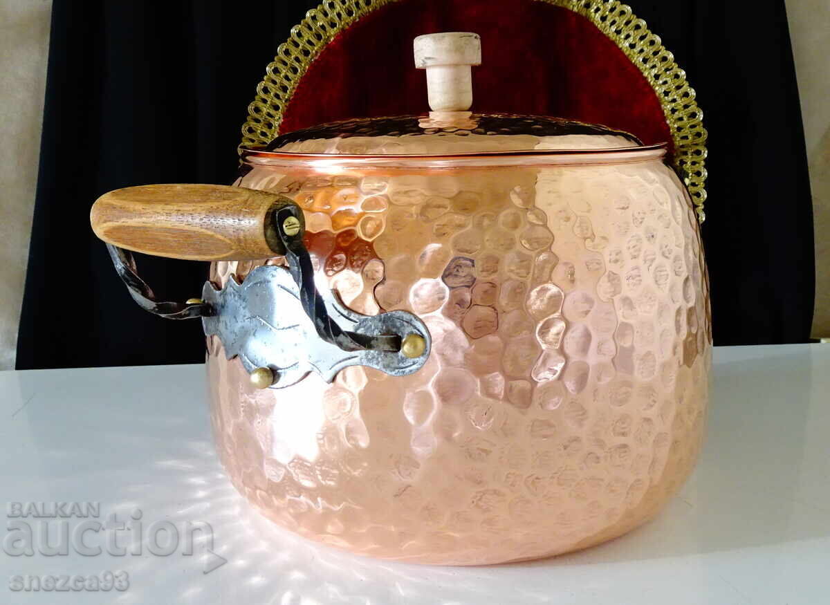Кована медна тенджера с капак,чиста червeна мед 6 литра, 1.1 - 7