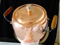 Oală de cupru forjat cu capac, cupru roșu pur, 6 litri, 1.1