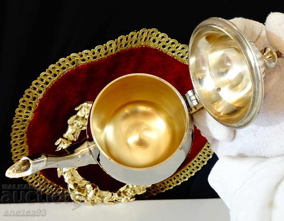 Ασημένια μπρούτζινη κανάτα για ρακί, καφέ με τιμή 49.00 BGN | € 25.05