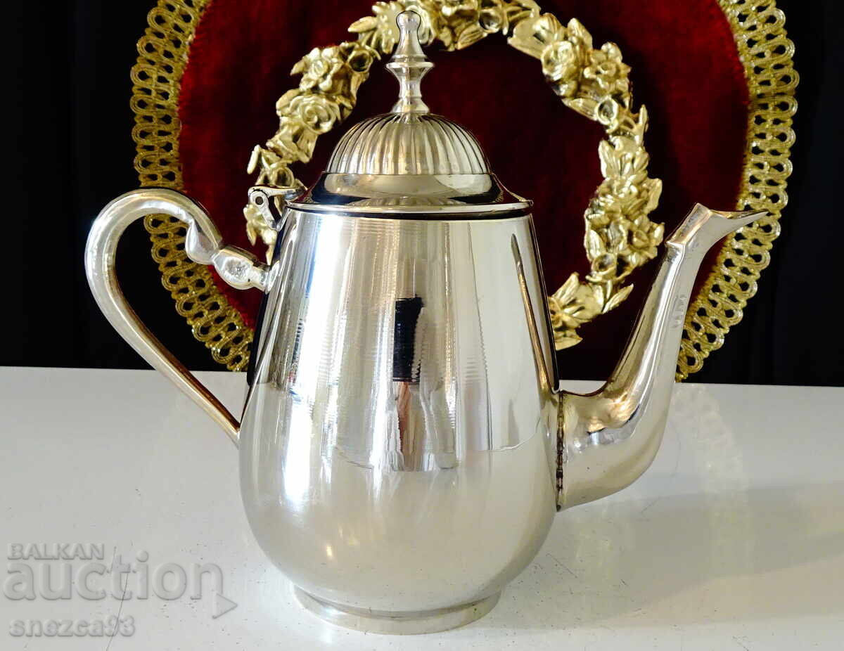 Δημοπρασία Ασημένια μπρούτζινη κανάτα για ρακί, καφέ