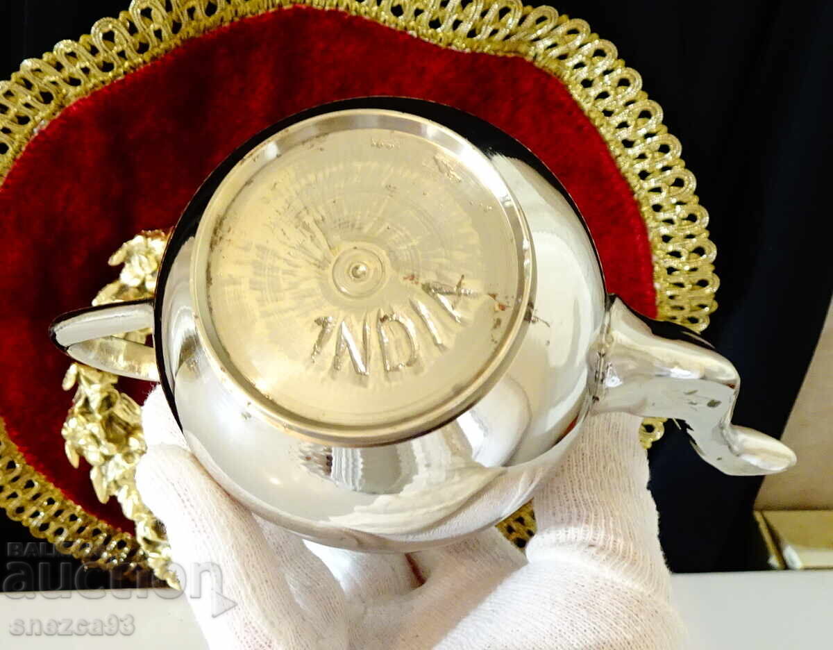 Ασημένια μπρούτζινη κανάτα για ρακί, καφέ - 5