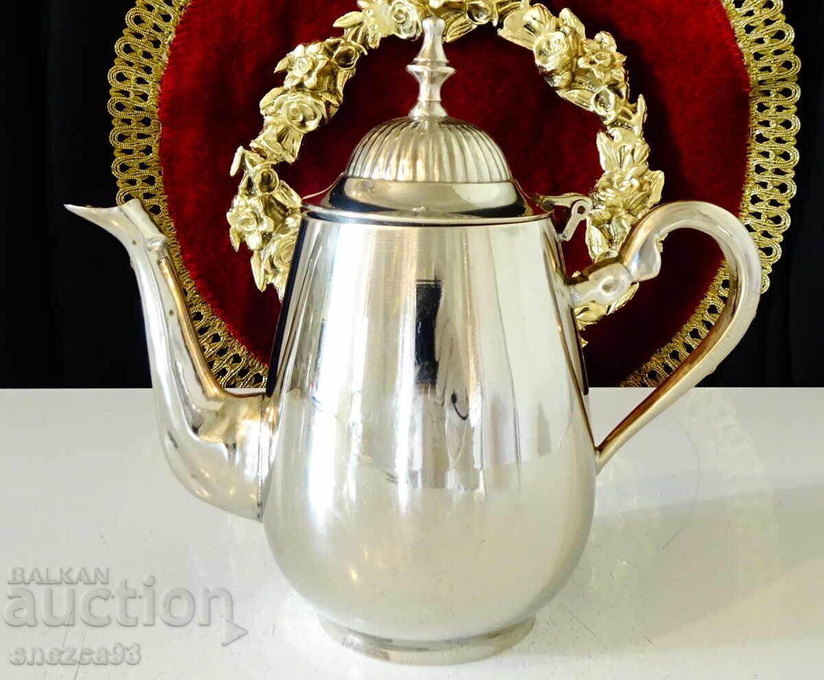 Ασημένια μπρούτζινη κανάτα για ρακί, καφέ