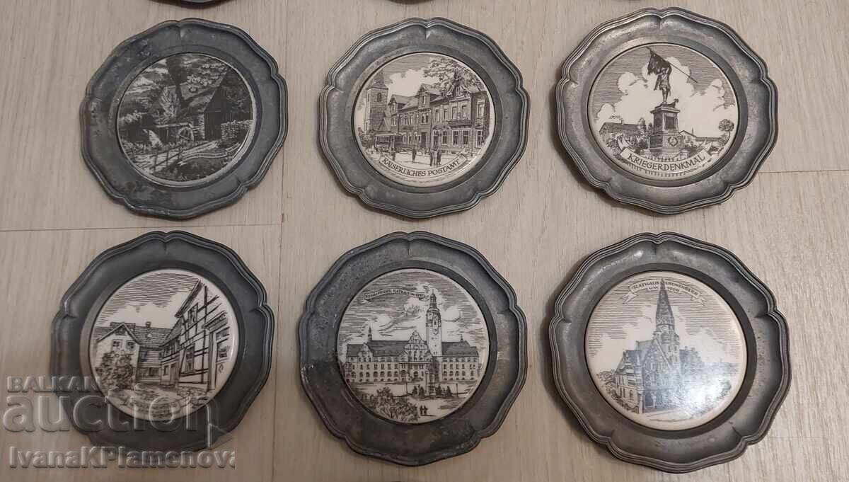 Farfurii de cositor cu porțelan vintage pentru colecționari, 16 bucăți cu preț € 30.00 | 58.68 BGN