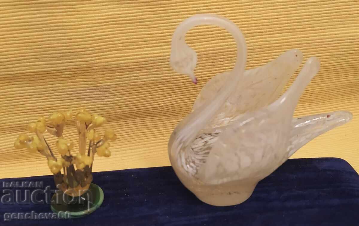 Platou sidefat și lebădă din sticlă Murano - 5