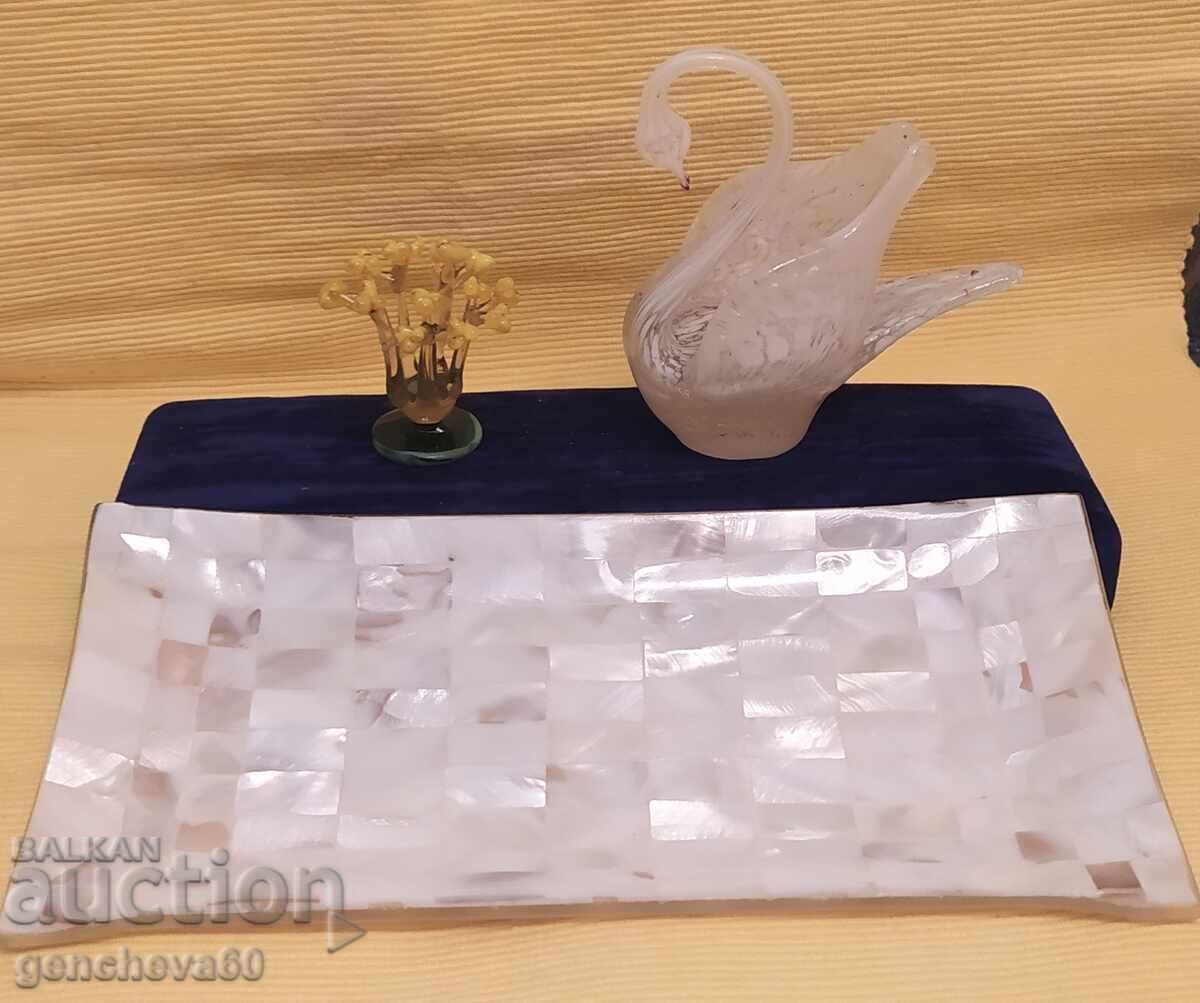 Platou sidefat și lebădă din sticlă Murano - 6
