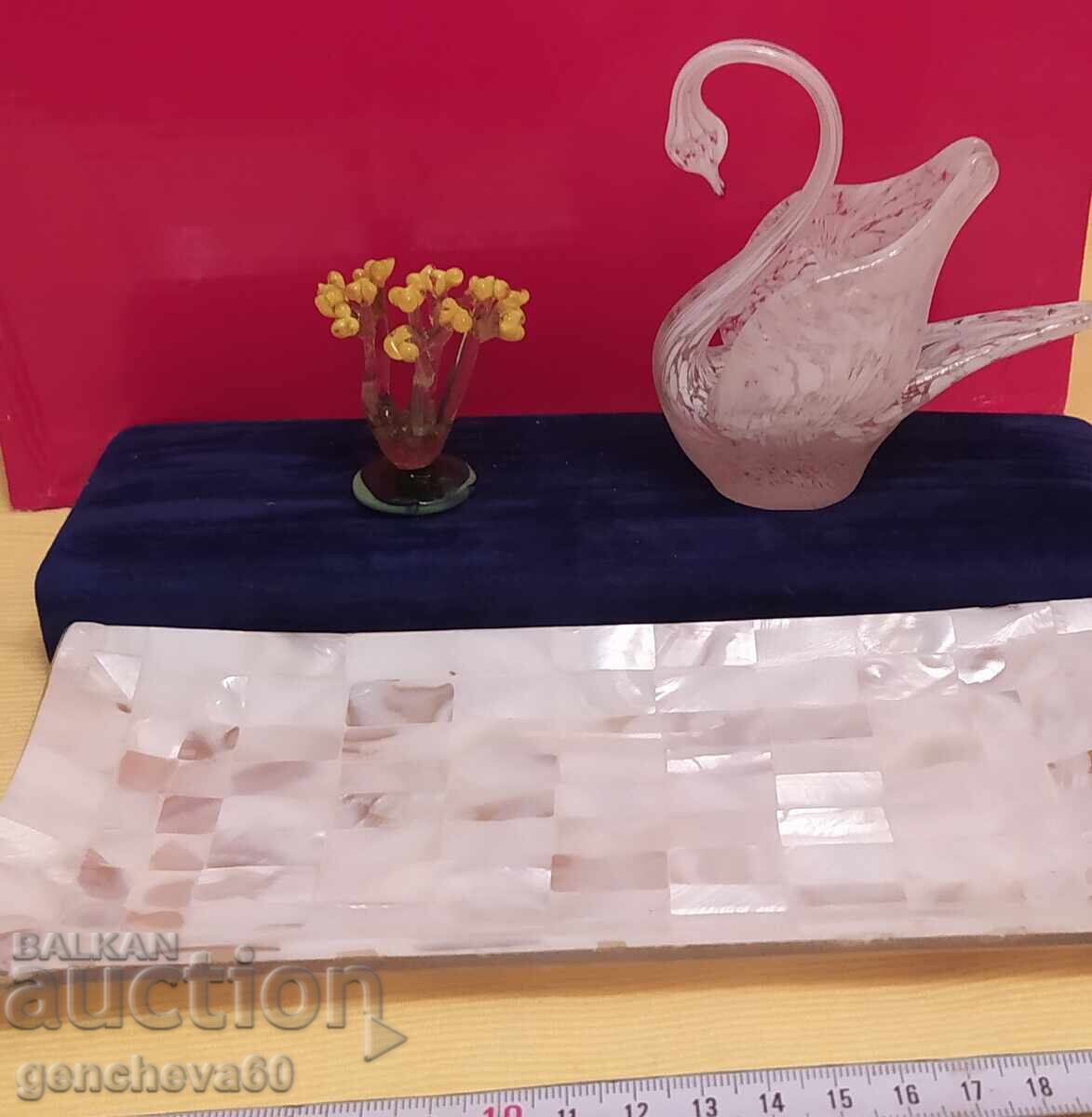 Platou sidefat și lebădă din sticlă Murano - 7