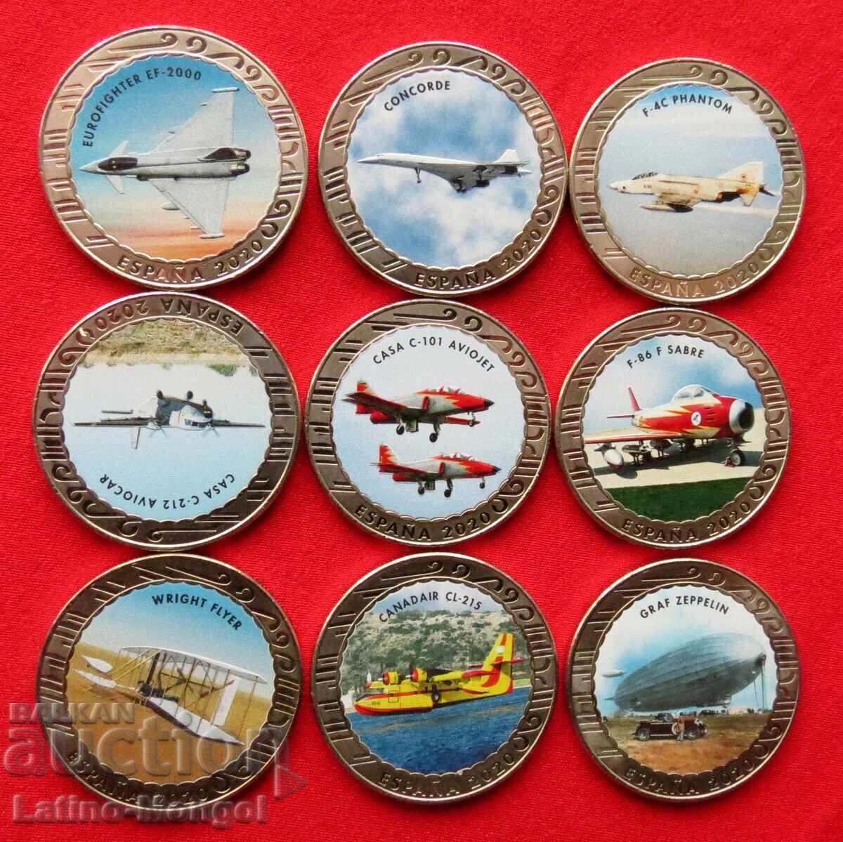 Spania 9 x 1,50 euro 2020 aviație