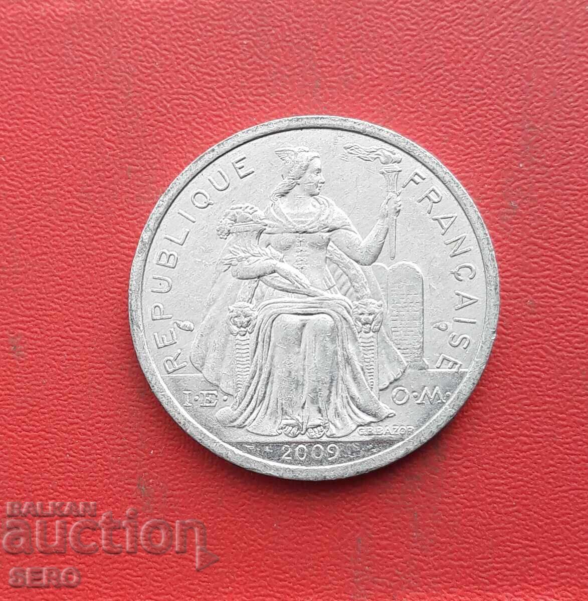 French Polynesia - 2 Francs 2009 with price 2.01 BGN | € 1.03