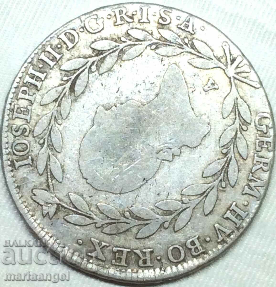 Licitație 20 Kreuzers 1785 Austria A - Viena Joseph II argint 29 mm