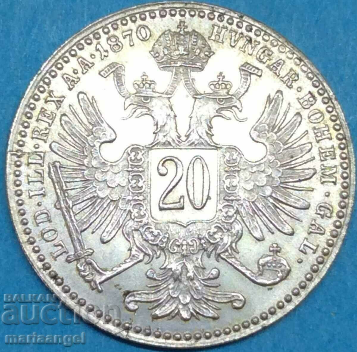 Delivery of 20 Kreuzer 1870 Austro-Hungary 2.8g Franz Joseph Silver