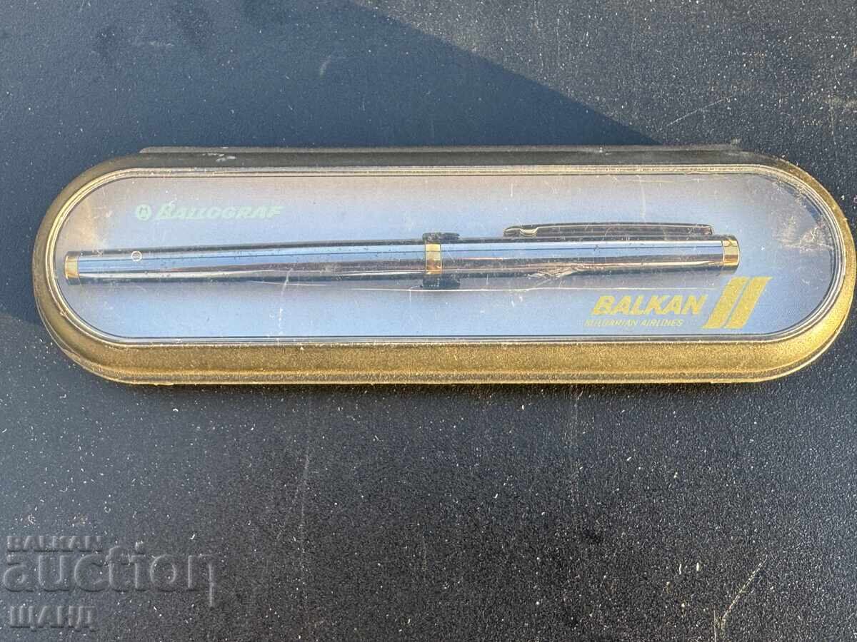 Ballograf позлатена  рекламна писалка на Авиокомпания Балкан