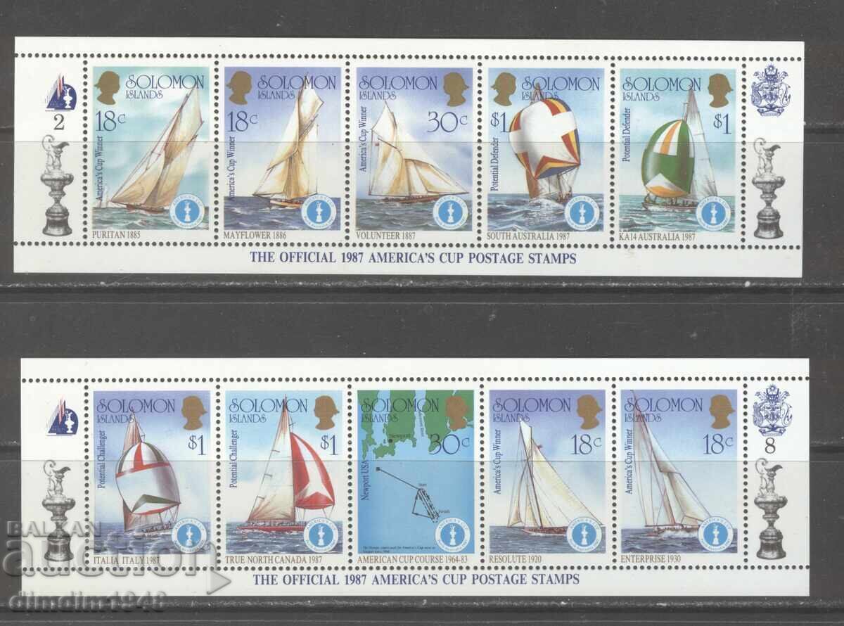 Licitație Insulele Solomon 1987 - veliere, serie completă de 50 de mărci